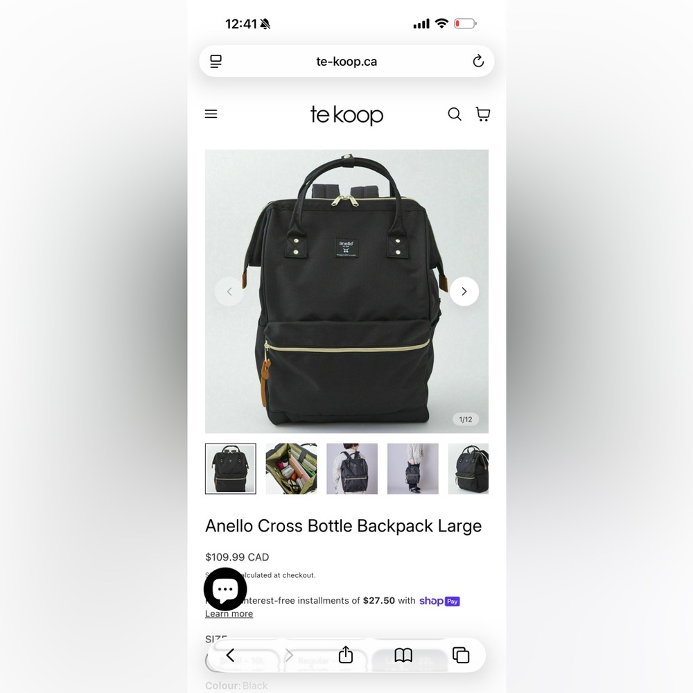 Anello Black Cross Bottle Backpack